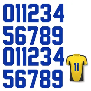 热传递蓝色数字0至9泽西软铁号码为球队制服运动t恤足球篮球棒球