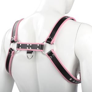 Verstellbarer BDSM Fetisch Gay PU Brustgurt Bondage-Riemen Rosa und Weiß MUQU Marke Gay-Bekleidung - Product Image 4