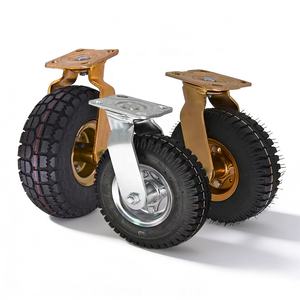 Roulettes pneumatiques pivotantes robustes dorées de 10 pouces, roulettes industrielles en caoutchouc gonflables de 6, 8 et 10 pouces - Product Image 1