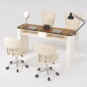 Juego de Mesa y Silla de Manicura de Lujo Moderno, Mesa de Manicura con Marco de Hierro y Tapa de Vidrio, Muebles para Manicura Profesional - Product Image 3