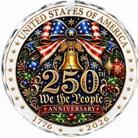 Nouvelle Décoration Suspendue en Verre Cristal Commémorative du 250e Anniversaire des États-Unis, Pendentif Patriotique pour Arbre de Noël, Décoration de Fête pour la Maison