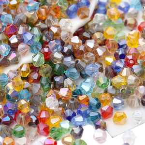 4mm Domestic Glass Rice <b>Bead</b> Dual Color Aurora Double Pointed Gold String for Jewelry Making - Product Image 1