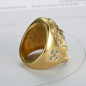 Venta caliente <span class=keywords><strong>precio</strong></span> barato <span class=keywords><strong>18K</strong></span> anillo de <span class=keywords><strong>oro</strong></span> Acero inoxidable Jesús Cara anillo religioso - Product Image 5