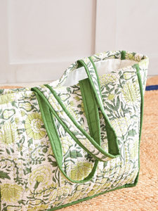 Bas quantité minimale de commande matelassé coton imprimé à la main sacs grand sac fourre-tout écologique terreux robuste épicerie à la main Boho sac à bandoulière - Product Image 2