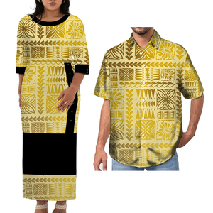 2025 nuove coppie abbinate <span class=keywords><strong>vestito</strong></span> Puletasi e camicia hawaiana Plumeria polinesiana tribale abiti da donna 2 pz Set - Product Image 5