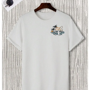 Men's Knitted Graphic Tees Short Sleeve Crew Neck Letter Print Breathable & Anti-Wrinkle Summer T-Shirt - Product Image 4