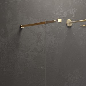 Kamalu KW-100G Cabina Doccia Walk-in 110 cm Finitura Oro Satinato Vetro Spessore 8mm Piatto Rettangolare Senza Telaio Dritto - Product Image 3