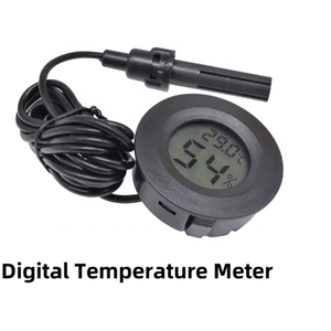Termómetro Higrómetro Digital Circular Integrado con Sonda de 1.5 Metros, Color Negro, para Acuario - Product Image 1