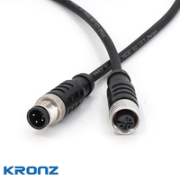 Connecteur pré-moulé KRONZ M12 3 broches Câble de 2 mètres Femelle Prise droite de type aviation PVC Non blindé Longueur personnalisée disponible