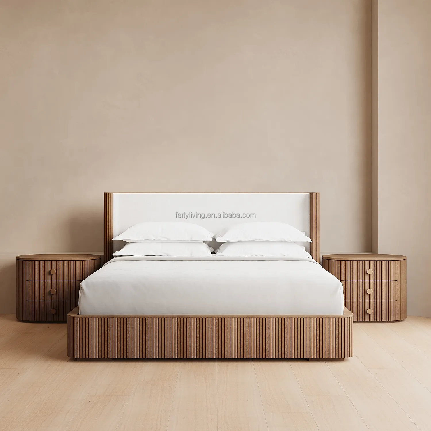 Personalizzazione di lusso americano moderno classico casa Hotel camera da letto in legno massello con pedana letto in rovere