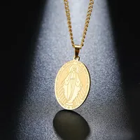 Kalung Medali Ajaib Baja Tahan Karat Kalung Santo Benediktus Oval Bunda Maria Kalung Santo Benediktus Perhiasan Katolik Hadiah