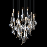 Lustre LED en verre de style nordique moderne et luxueux, sur mesure, pour la décoration résidentielle, les halls d'hôtel et les escaliers, fabriqué à l'usine de Zhongshan