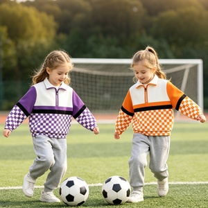 <span class=keywords><strong>Felpa</strong></span> <span class=keywords><strong>con</strong></span> Mezza Zip a Scacchi per Ragazze Tiaose, Pullover Bicolore per Bambini, Felpe Casual Delicate sulla Pelle per Ragazze - Product Image 2