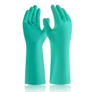 Gants de cuisine imperméables en nitrile, gants de nettoyage de protection en caoutchouc pour la vaisselle de cuisine, le lavage de voiture, etc.