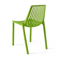 Chaise en plastique monobloc robuste verte, avec dossier à lattes respirant, empilable, pour la restauration commerciale