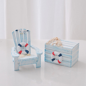 Mini chaise de plage de style méditerranéen, décoration pour chambre d'enfant, thème océan, ornement de bureau, accessoire de photographie - Product Image 1