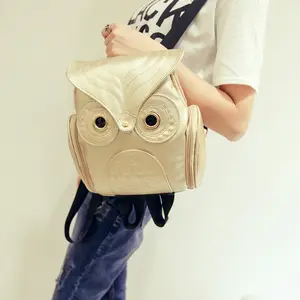 Yeni trend Pu kabartma 3D hayvan seyahat sırt çantası deri kadın baykuş sırt çantası