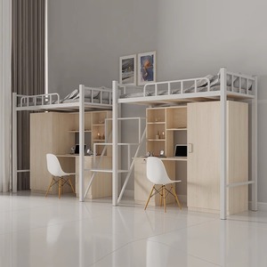 Leica Loft Bed With Desk And Storage 1.2M For Students Dormitory Bedroom Furniture Integrated <b>Bookcase</b> - Product Image 3