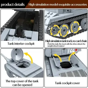 462 Piece WWII Russian Army Tank Building Block <strong>Kit</strong> Focused Transportation Cars Theme Construction Toy <strong>Model</strong> Toy Tank Set - Product Image 3