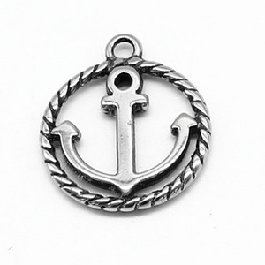 Pendentif ancre rond en acier inoxydable yunnique pour la fabrication de bracelets, composant de bijouterie en métal 316L - Product Image 1