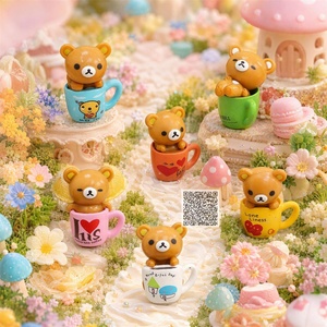 Adorable figurine mini ours tasse à thé, jouet <span class=keywords><strong>capsule</strong></span> Gashapon, prix pour distributeur automatique, figurine PVC Kawaii, jouet artistique en vrac - Product Image 1