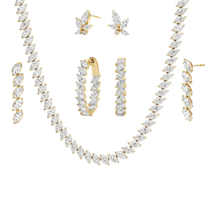 Ensemble de bijoux Gemnel Marquise Cut White CZ Tennis en argent 925, collier et boucles d'oreilles pour mariage, pour femmes, bijoux fins pour soirée - Product Image 3
