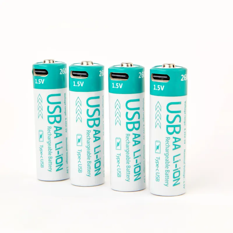 Ciclo Profundo Fosfato De Lítio Recarregável 1.5V 2600mWh AA tipo-c Carga Célula De Bateria Para Casa controles remotos bateria