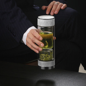 Double Walled Glass Tea Cup With Infuser Portable For Car Office Gift - Product Image 3