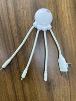 Câble de charge portable multi 3 en 1, cordon de charge de 0,5 pied, câble USB court Octopus pour banque d'alimentation de voyage, couleur blanche