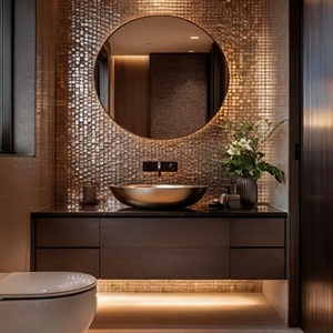 Meuble-lavabo flottant BALOM en <span class=keywords><strong>bois</strong></span> massif étanche avec vasque en céramique sans joint, garantie 5 ans, facile à nettoyer, durable pour la maison - Product Image 6