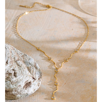 Collier JINYOU 8079 en acier inoxydable plaqué or PVD, délicat, avec chaîne en Y et pendentif en zircon cubique ondulé, pour bijoux élégants