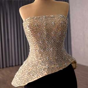 Vestido de noche de lujo sin tirantes con cristales y cremallera, elegante para ocasiones formales. - Product Image 5