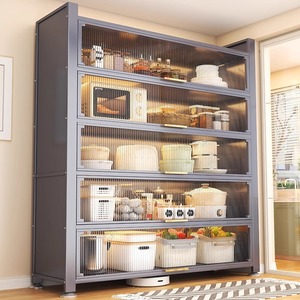 Buffet de cuisine en alliage d'aluminium avec portes, grande capacité, étagère de rangement résistante à l'humidité pour usage domestique - Product Image 1
