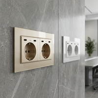 Prise murale double Schuko EU en verre trempé avec double port USB Type C+C 16A pour usage industriel et hospitalier