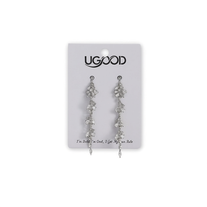 Pendientes colgantes de cristal UGood con diseño de flor chapados en rodio para mujer, joyería estética para salidas informales - Product Image 1