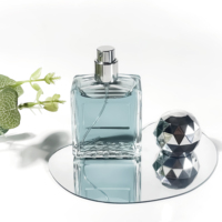 Flacon vide en verre de haute qualité, forme rectangulaire, flacon de parfum de luxe 50 ml, atomiseur de parfum plat transparent, emballage pour épices