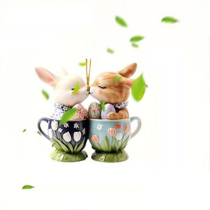 Suministros PARA EL Día de San Valentín dulce taza de té conejo 2d acrílico llavero coche retrovisor accesorio mochila vidriera colgante - Product Image 5