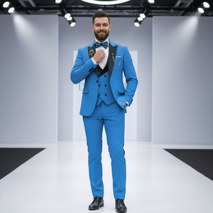 Abito da <span class=keywords><strong>Uomo</strong></span> di Lusso 3 Pezzi per Matrimonio, Completo Elegante da <span class=keywords><strong>Uomo</strong></span> Slim a Tinta Unita per Ufficio e Business, Taglie Forti, <span class=keywords><strong>Blazer</strong></span> + Pantaloni + Gilet - Product Image 1