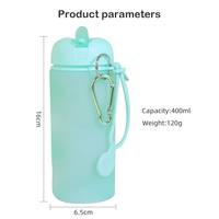 Portable Pas Cher Portable Écologique Gobelets Logo Personnalisé 400ml Silicone Pliant Pliable Bouteille D'eau