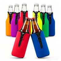 Manchon isotherme pour bouteille de bière en néoprène avec fermeture éclair, logo personnalisé, vente en gros, pour bouteille de 12 oz (330 ml), cadeau promotionnel