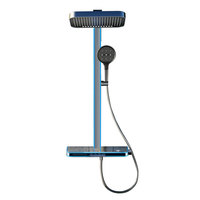 Lnnry 1st Square Tube Lumière Ambiante Ensemble de Douche 5A Plein Cuivre 50CM Étagère Polie 3 Modes De Pulvérisation De Jet De Pluie Doux Valve En Céramique