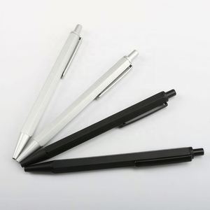 Fashion Delicate Hexagonal Ballpoint <b>Pen</b> Aluminum Pole Press Push Custom Logo Promotional Gift Blue/Black Ink Office School Use - Product Image 2