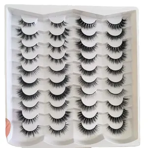 Style populaire sur le marché koweïtien 20 paires de cils de vison 3d 5 paires de faux cils de vison 10mm 13mm