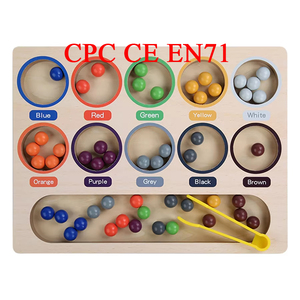 Cpc CE EN71 màu gỗ phân loại hạt đếm trò chơi màu phân loại đồ chơi toán học hỗ trợ giảng dạy đồ chơi - Product Image 1