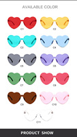 Lunettes de soleil en forme de cœur avec logo OEM Lunettes de fête sans cadre de couleur gelée Lunettes de mariage de couleur éblouissante une pièce