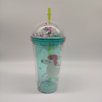 16OZ Unicorn Shinny Deckel Plastik becher mit Strohhalmen Custom Logo Tumbler Getränke flaschen