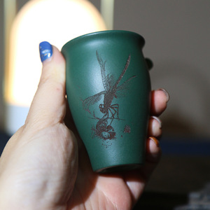 Mini Taza de Arcilla Morada Hecha a Mano, Inspirada en el Zen, Maceta de Bonsái para Escritorio, Taza de Té de Cerámica - Product Image 4