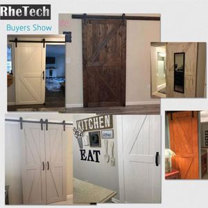 WEKIS Kit de Herrajes para Puerta Corredera de Granero de Acero en Forma de I de 6.6 pies con Componentes de Latón, Deslizamiento Suave y Silencioso, Acabado Satinado, Resistente - Product Image 6