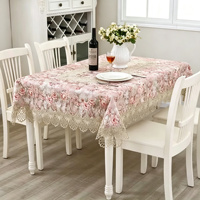 Nappe de table jacquard florale faite à la main avec bordure en dentelle, style moderne, imperméable, jetable, élégante, pour la décoration de la maison, mariage, restaurant