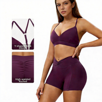 Ensemble de sport extérieur brossé toutes saisons pour femme, moulant, avec dos gainant, couvrant les fesses et amincissant la taille, idéal pour le yoga et le fitness